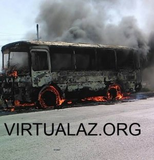 Neftçala-Salyan yolunda sərnişin avtobusu yandı-FOTO-VİDEO